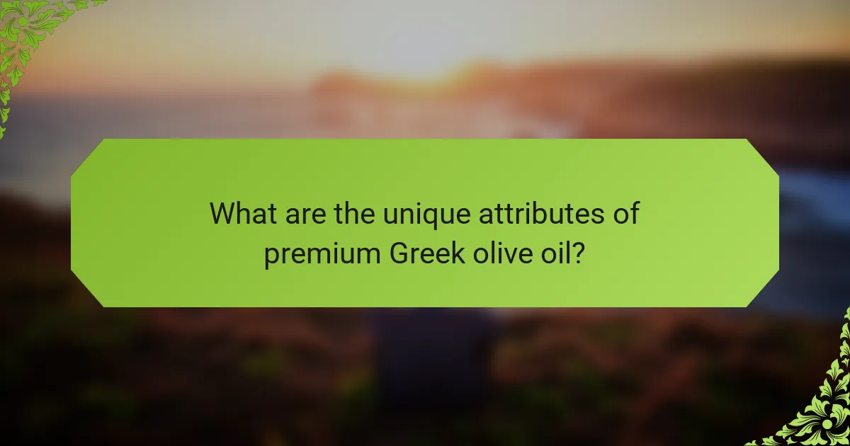 What are the unique attributes of premium Greek olive oil?