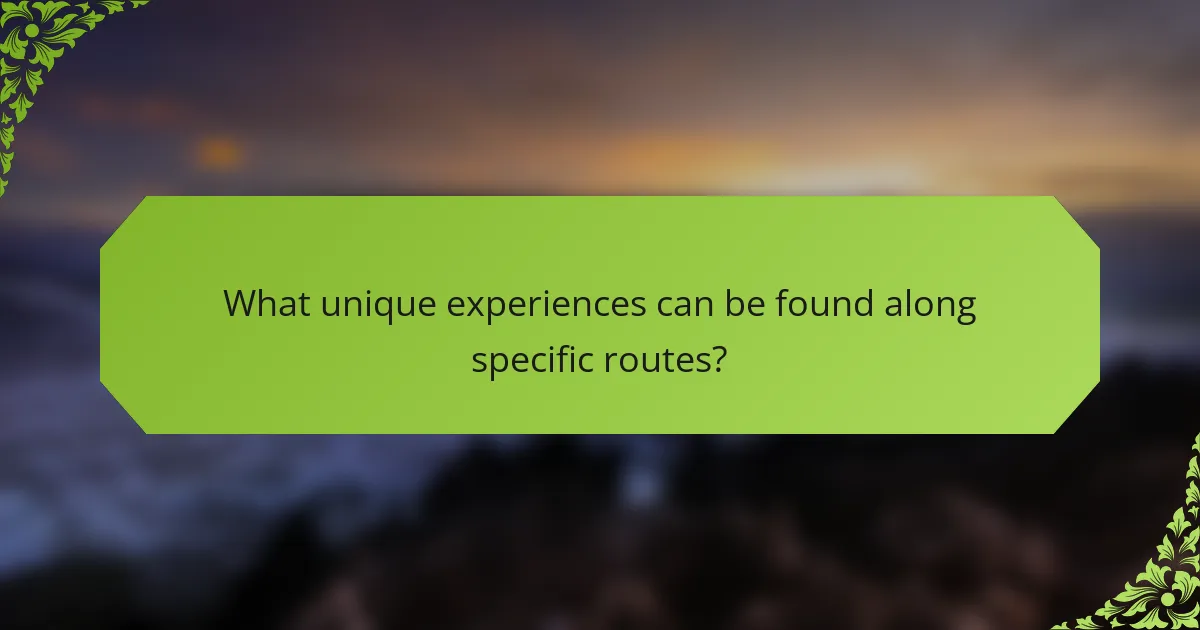 What unique experiences can be found along specific routes?